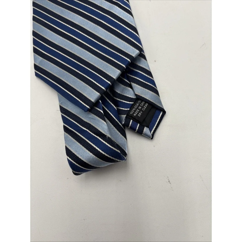 Stafford Silk Neck Tie Blue Gray Stripe Pattern Professional Career Office 56
